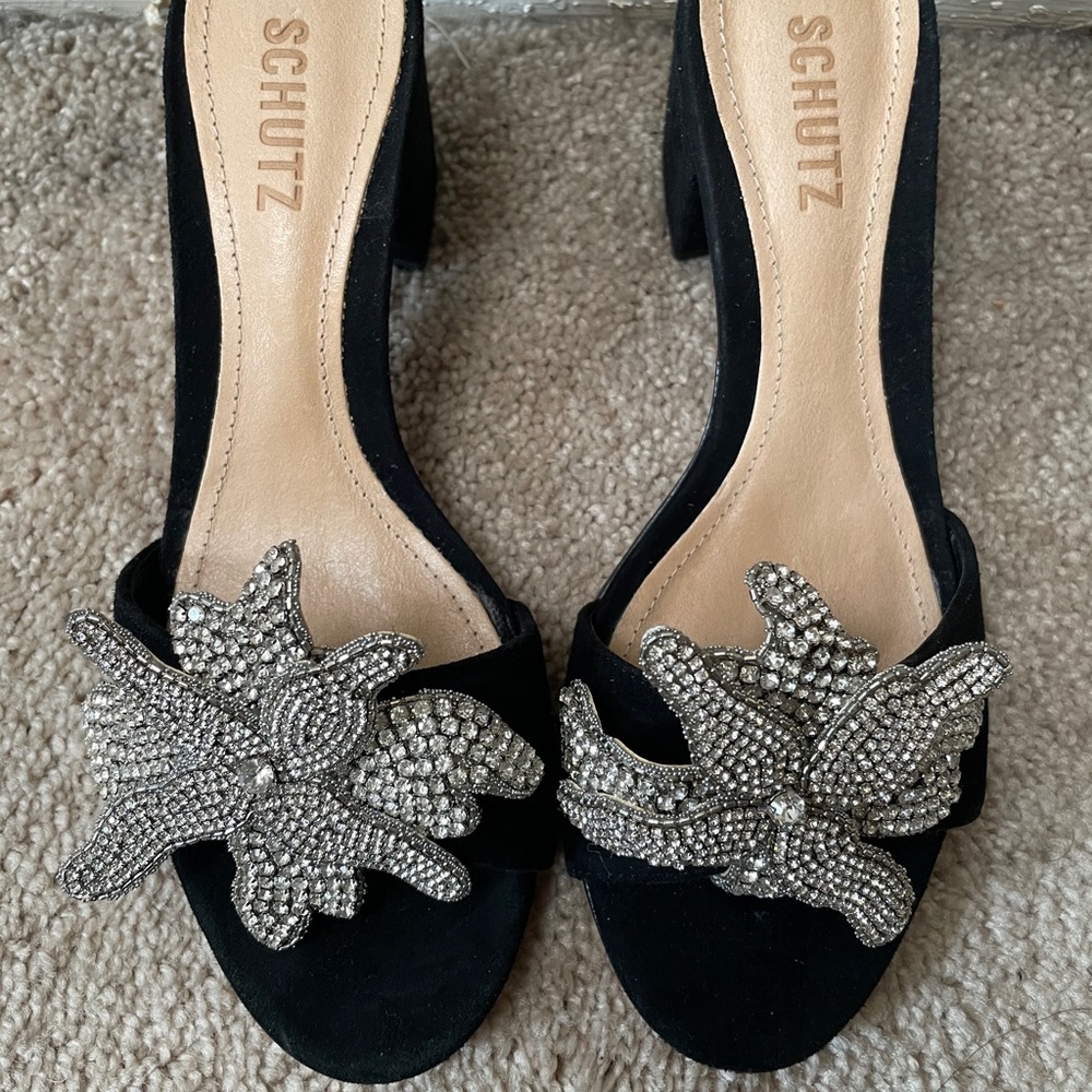 Schutz Jeweled Floral Sandals